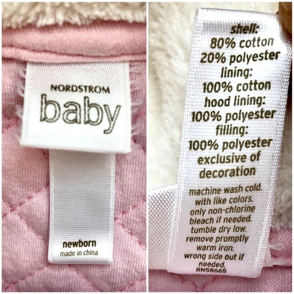 NORDSTROM BABY⚡️Super Cozy Pink Quilt Baby Girl Hooded Footies_Sz Newborn - Picture 4 of 7